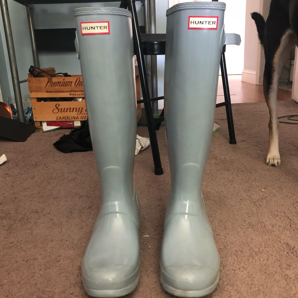 Baby blue hunter rainboots